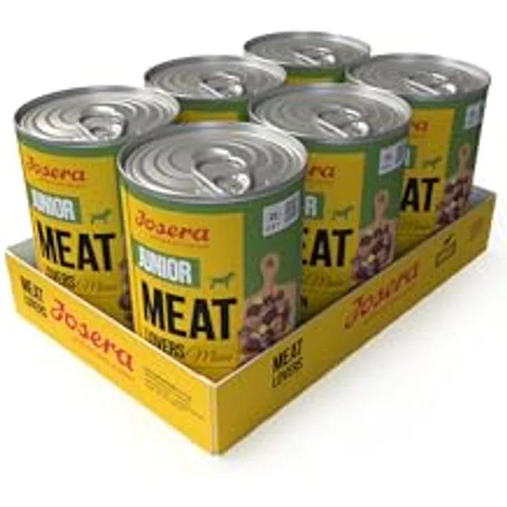 JOSERA Meat Lovers Junior Menu Chicken, Premium Nassfutter für Welpen & Junghunde, 6 x 400 g, 60 % Fleisch von Huhn & Ente, getreidefrei, mit Lachsöl – Bild 1