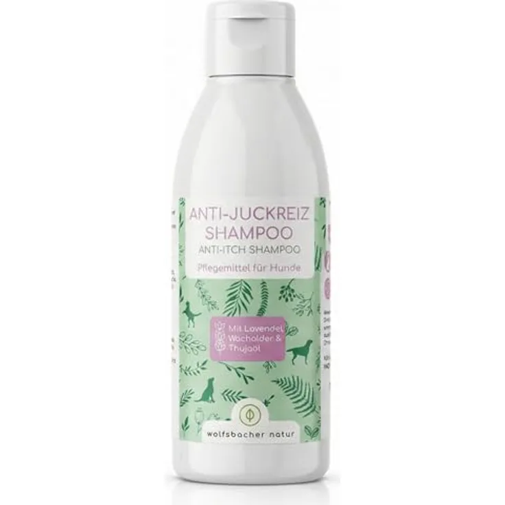 Wolfsbacher Anti-Juckreiz Shampoo für Hunde, Sensitiv Hundeshampoo mit Zedernöl & Lavendel, 200ml – Natürliche Hilfe bei Juckreiz, Milben & trockener Haut