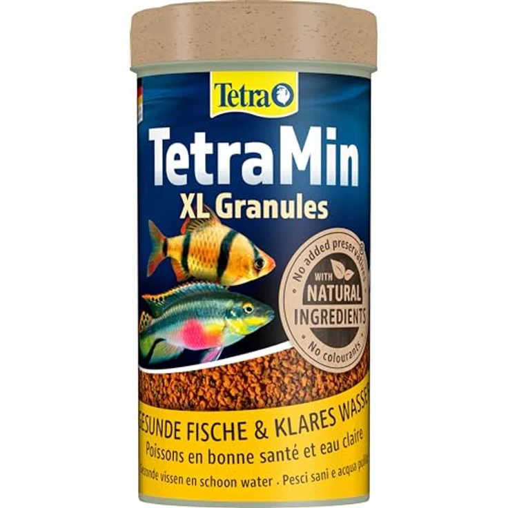Tetra TetraMin XL Granules, langsam absinkendes Fischfutter für größere Zierfische, 250 ml Dose – Bild 1