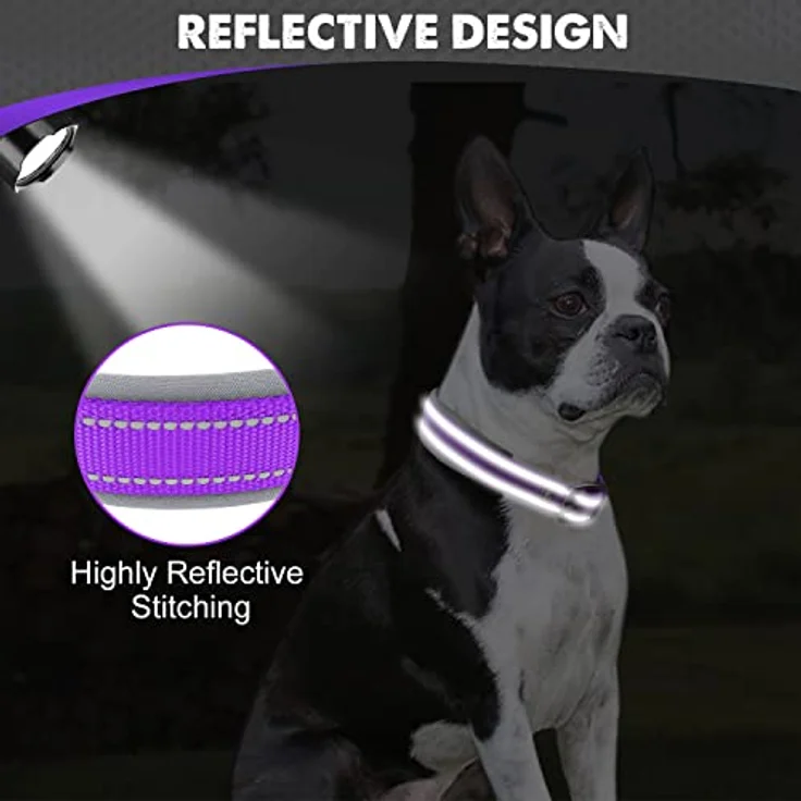 Joytale Neopren Hundehalsband, Gepolstert, Reflektierend, für Mittelgroße Hunde, Lila – Bild 4