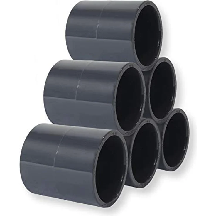 Paradies Pool PVC Fitting Klebemuffe Ø 50mm, Rohrverbinder aus PVC-U, DIN 8063, Druckklasse PN 16, 6 Stück – Bild 1