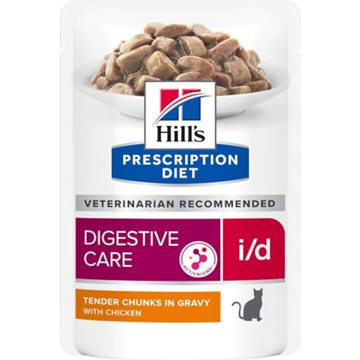 Hill's Prescription Diet i/d Huhn, leicht verdauliches Katzenfutter mit präbiotischen Fasern, 12x85 g