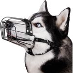 BRONZEDOG Hundemaulkorb, Verstellbarer Metalldrahtkorb aus PVC für Große und Sehr Große Hunde, Atmungsaktiv, Trinkfähig, Mit Lederbändern, Sicheres Training, Verhindert Beißen (Husky & Doberman)