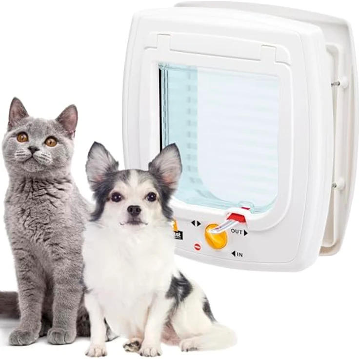Ferplast SWING 5 Haustierklappe, 4-wege steuerbare Pendeltür für Katzen und kleine Hunde, mit Windstopper, Weiß – Bild 1