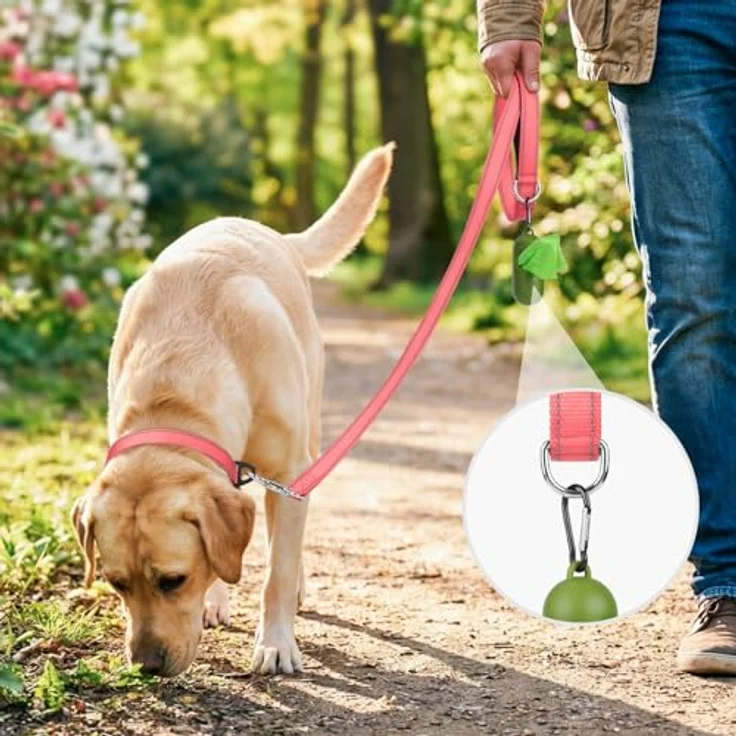 Joytale Hundeleine für kleine Hunde, doppelseitig reflektierend, Nylon mit gepolstertem Griff, 1,8m x 2cm, Rosa – Bild 2