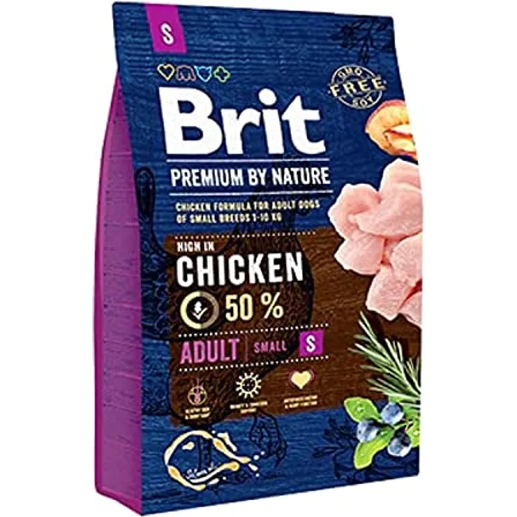 Brit Premium by Nature Adult S, Hunde-Trockenfutter, 3kg, nährstoffreiche Mahlzeit mit ausgezeichnetem Geschmack