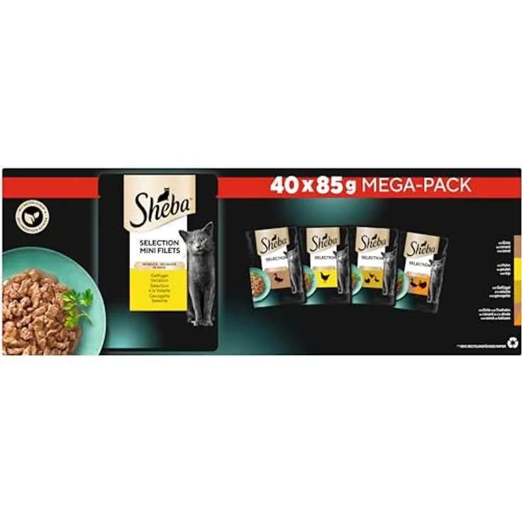 SHEBA Adult Katzenfutter nass, Geflügel Variation in Sauce, 40x85g Portionsbeutel, Vollnahrung für Katzen, Großpackung – Bild 3