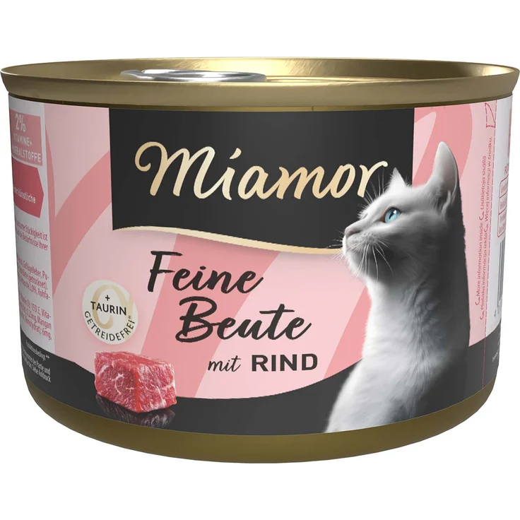 Miamor Feine Beute Rind, fleischreiches Katzen-Nassfutter für adulte Katzen, 12x185g – Bild 1