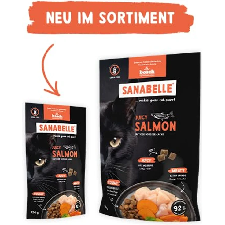 Sanabelle Trockenfutter Katze, Adult, Nordsee-Lachs, Vollnahrung mit frischem Fleisch, 250 g – Bild 6