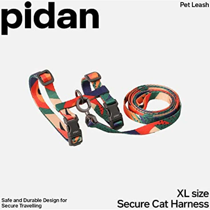 pidan Katzengeschirr und Leine, XL-Größe für große Katzen, ausbruchsicheres, verstellbares Geschirrset aus weichigem Seidenpolyester, Leinenlänge 120 cm – Bild 2