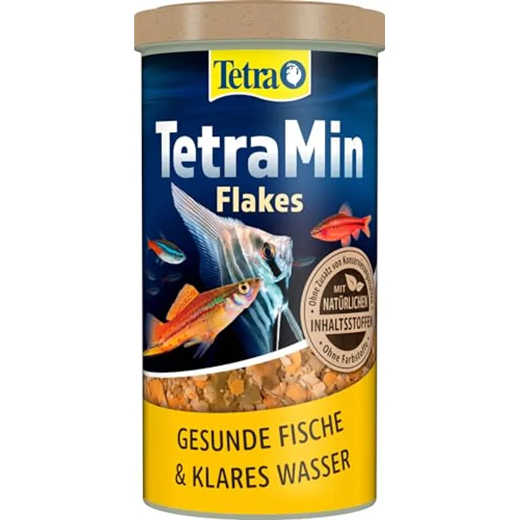 Tetra TetraMin Flakes, Fischfutter in Flockenform für alle Zierfische, ausgewogene Mischung mit lebenswichtigen Vitaminen, 1 L Dose