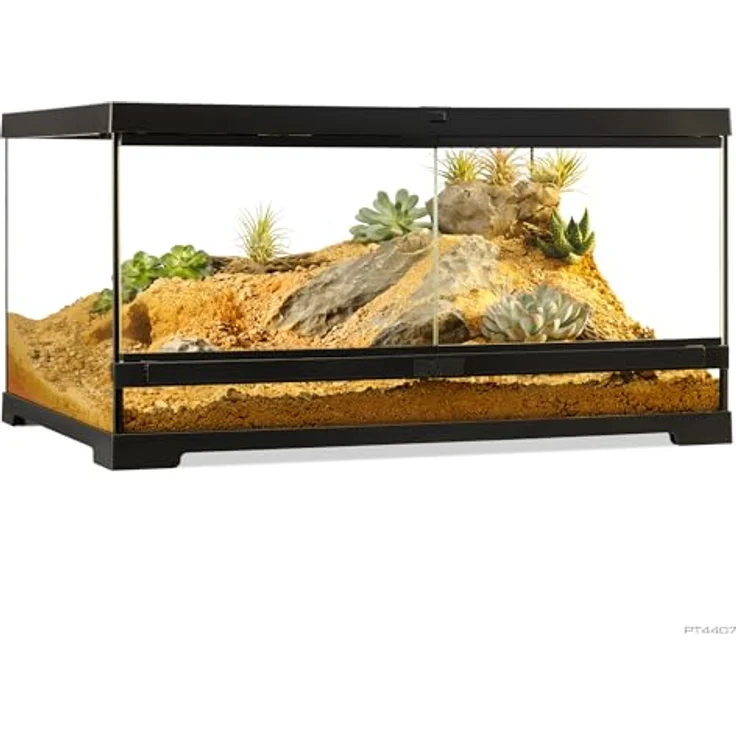 Exo Terra Pro Glasterrarium, Terrarium für Reptilien mit verschließbarer Fronttür, 60 x 45 x 30 cm, Edelstahl-Netzgitterabdeckung und einstellbarem Belüftungssystem – Bild 2