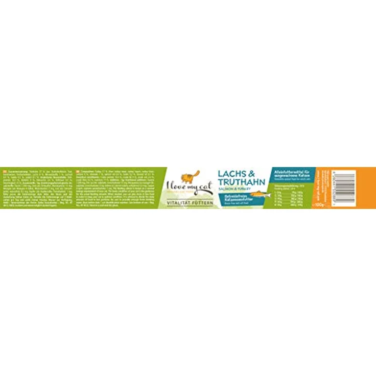 I love my cat NATURAL CAT FOOD I Love My Cat Sparset für ernährungssensible Katzen – Nassfutter Truthahn & Lachs, getreidefrei, 18 x 100 g + Vermal Pulver 35 g + Jutebeutel – Bild 3