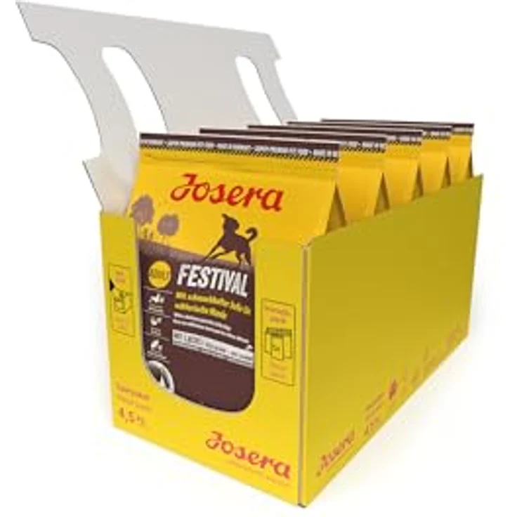 JOSERA Festival, Premium Trockenfutter für wählerische Hunde, Lachs & Geflügel, weizenfrei, 5 x 900 g im Soßenmantel, glutenfreie Rezeptur, made in Germany – Bild 1