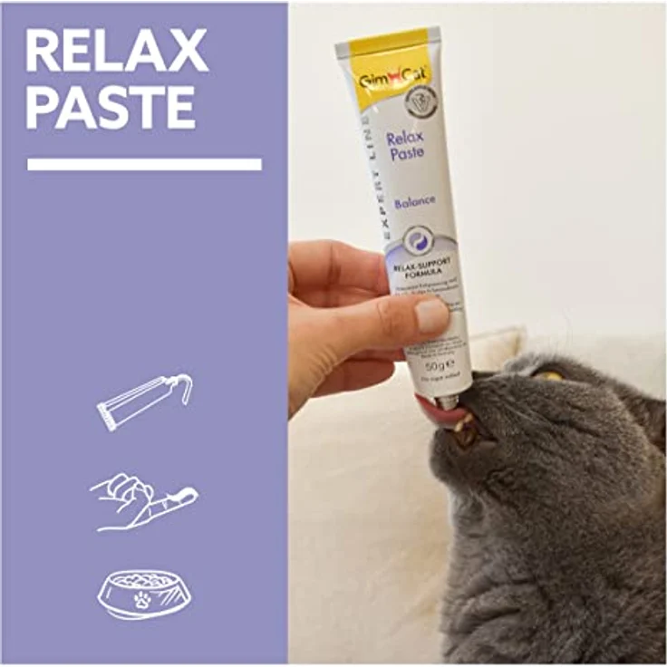 GimCat Relax Paste 50 g, Katzenfutter mit Eschscholtzienkraut, L-Tryptophan und Vitamin B-Komplex, laktosefrei und ohne Zusatzstoffe – Bild 5