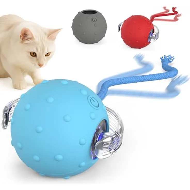 PetTec Interaktive Katzenspielzeuge, 2er-Set mit wiederaufladbaren Bällen zur Förderung des Jagdtriebs
