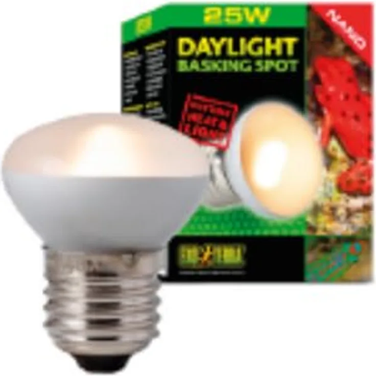 Exo Terra Daylight Basking Spot NANO, Breitspektrum-Tageslichtlampe für Terrarien, 25W, E27, Silber