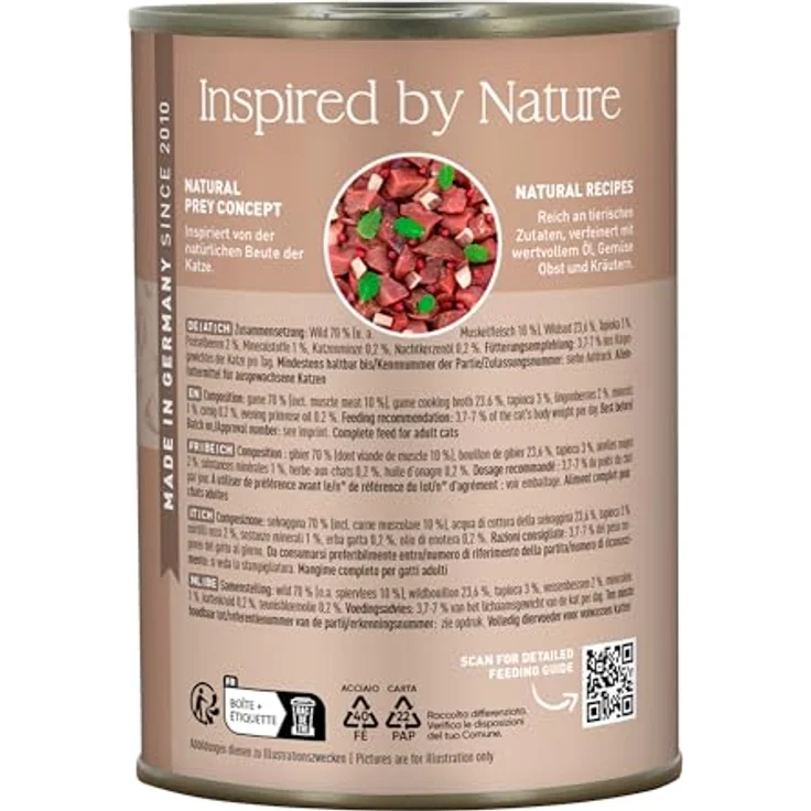 catz finefood N° 9 Wild Feinkost Katzenfutter nass, mit 70% Wild, Kartoffel & Preiselbeere, 6 x 400g Dosen – Bild 3