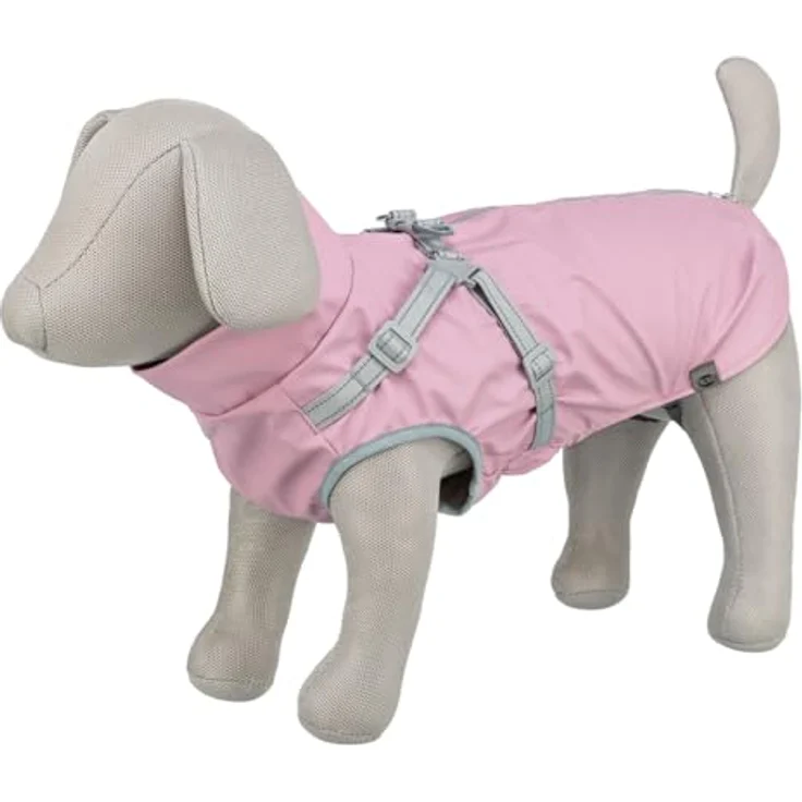 TRIXIE Geschirr-Mantel Pontis Rain, Hundebekleidung aus Polyurethan/Polyester mit reflektierenden Elementen, verstellbaren Beinschlaufen und elastischem Einsatz für bequemen Tragekomfort – Bild 3