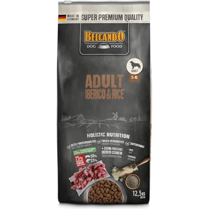 Belcando Adult Iberico und Rice, Hunde-Trockenfutter für alle Altersgruppen, 2x12,5kg – Bild 1