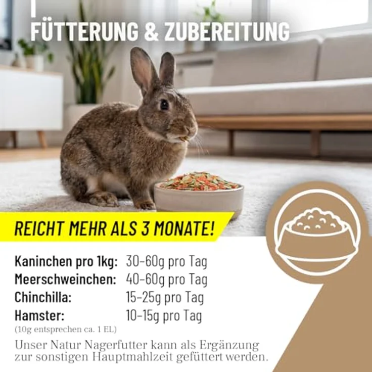 ReaVET Natur Nagerfutter 10 L – Ergänzungsfutter für Kaninchen, Meerschweinchen, Hamster & Mäuse, ohne künstliche Zusätze, mit Gemüseflocken, Kräutern & Getreide – Bild 4