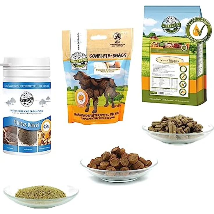 Bellfor Futterset für Windhunde, Getreidefreies Trockenfutter mit Huhn 4 kg, Gelenke & Knochen Complete-Snack 150 g und Muskelaufbaupräparat 80 g – Bild 3