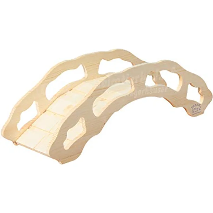 Resch Nr31 Rundbogenbrücke, naturbelassene Fichtenbrücke mit tief eingefrästen Rillen, extra flach und stabil - belastbar bis ca. 25kg für Kleintiere