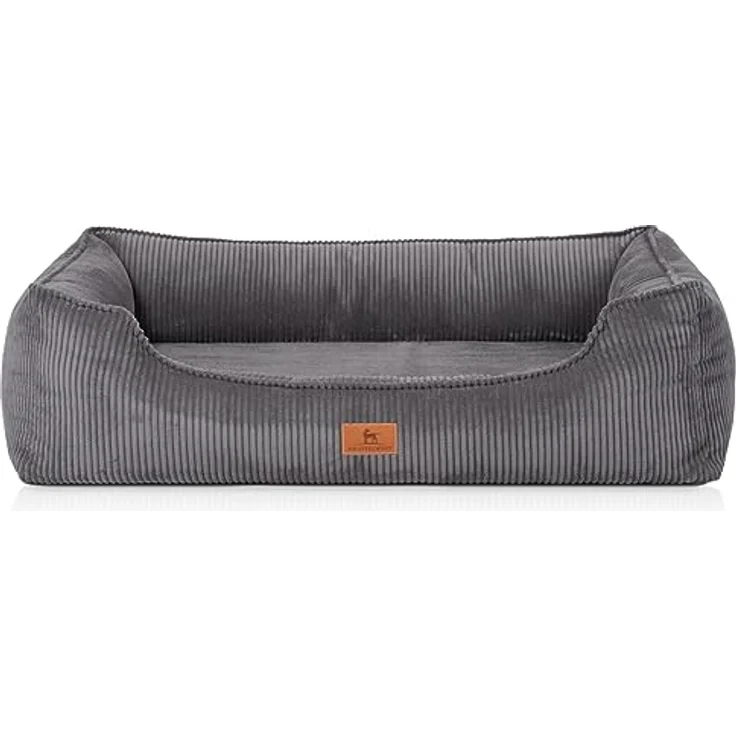 Knuffelwuff Nunavut S, orthopädisches Hundebett aus Cord, 70 x 50 cm, Grau, abnehmbarer und waschbarer Bezug, geeignet für große, mittelgroße und kleine Hunde – Bild 2