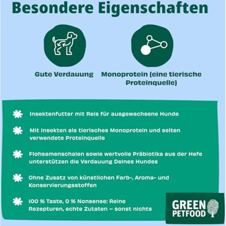 Green Petfood Sensitive Insects und Rice, Trockenfutter für sensible Hunde mit leicht verdaulichem Insektenprotein, 900 g – Bild 5