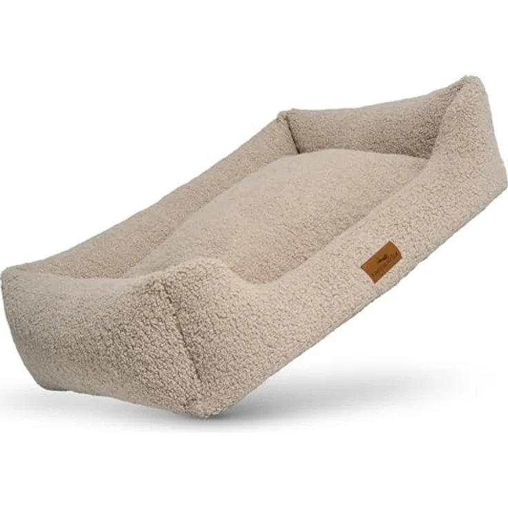 FREUDENTIER Orthopädisches Hundebett Teddy XXL, Ergonomisches Hundesofa mit waschbarem Bezug, herausnehmbarem Liegekissen, OEKO® TEX zertifiziert, für kleine, mittelgroße & große Hunde (Greige) – Bild 1