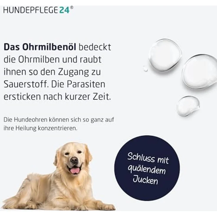 Hundepflege24 Ohrmilbenöl für Hunde, 2 x 50 ml, natürliche Ohrentropfen gegen Ohrmilben, Juckreiz und Ohrenentzündung – Bild 3