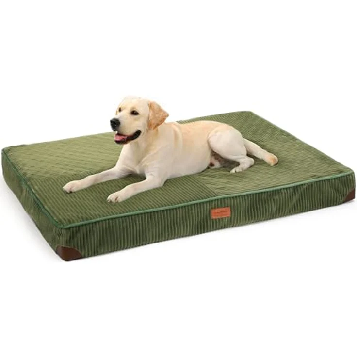 FUKUMARU Orthopädisches Hundebett für große Hunde, waschbares Hundekissen mit wasserdichter Gewebeschicht, rutschfester Oxford-Stoffboden, grün, 107x76x10 cm – Bild 1