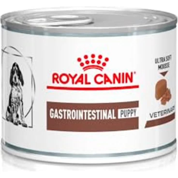 Royal Canin Veterinary Gastrointestinal Puppy Ultra Soft Mousse, 12 x 195 g, hochverdauliches Nassfutter für Welpen zur Unterstützung der Darmabsorption und optimalem Wachstum