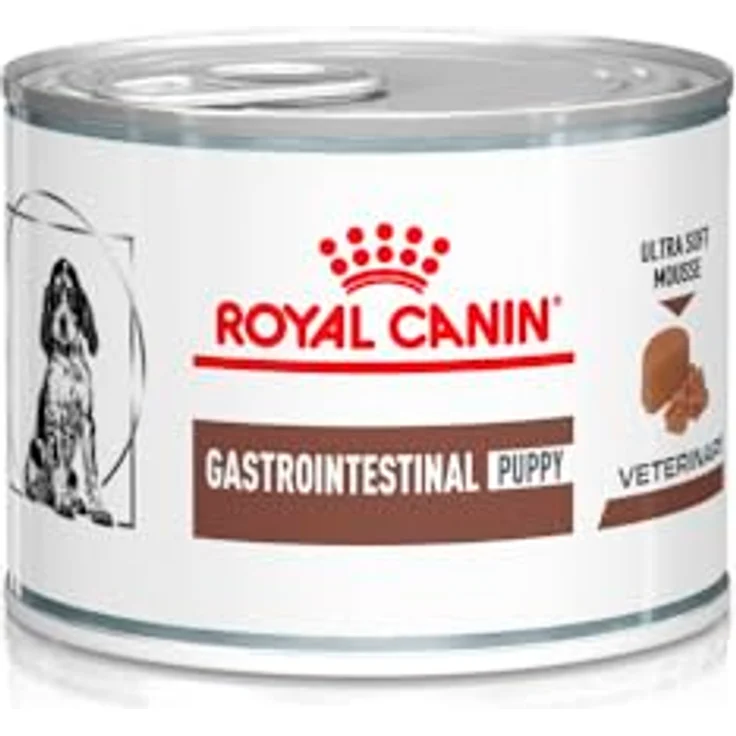 Royal Canin Veterinary Gastrointestinal Puppy Ultra Soft Mousse, 12 x 195 g, hochverdauliches Nassfutter für Welpen zur Unterstützung der Darmabsorption und optimalem Wachstum – Bild 1