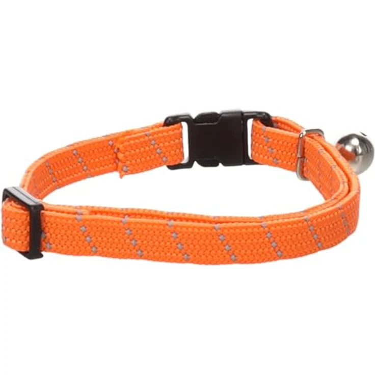 Flamingo Katzenhalsband Elza, reflektierendes Nylon mit Glöckchen, 20–34 cm, orange, elastisch – Bild 3