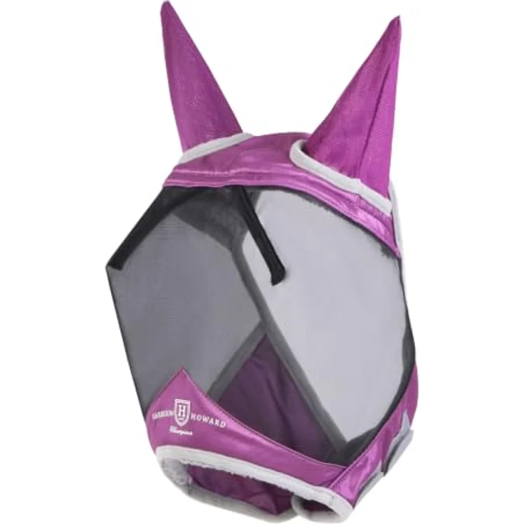 Harrison Howard CareMaster Pro Luminous Pferde Fliegenmaske mit UV-Schutz, Fleece-Polsterung, Ohrenschutz, Lavendel Lila, Warmblut (L) – Bild 2