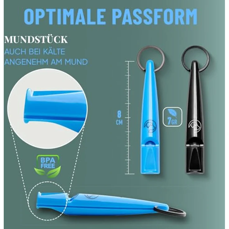 GIZZY® 2X Hundepfeife, lauter & weitreichender Pfeifton, ideal für Hundetraining und Rückruf, inkl. wertigem Band (blau) – Bild 5