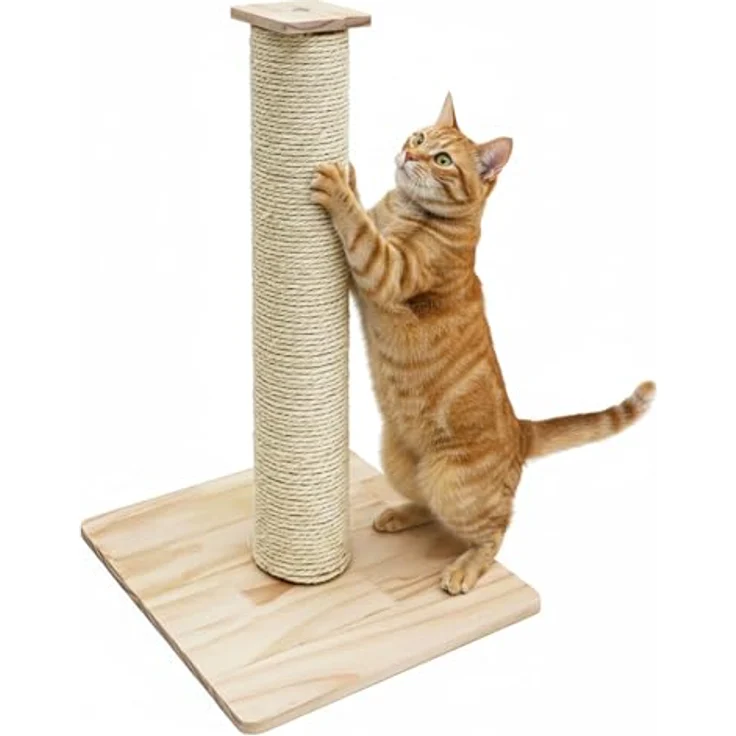 Eyepower 62cm Sisal Kratzsäule für Katzen mit stabiler Bambus Bodenplatte, kompakt und ideal für kleine Räume – Bild 1