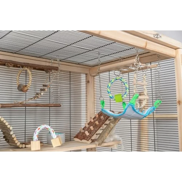 Trixie Mäuse Nagerheim mehrstöckig, geräumiger Kleintierkäfig mit 3 Plattformen und Acrylscheibe, natur, L 100 x B 50 x H 80 cm – Bild 9