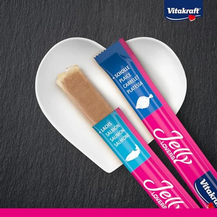 Vitakraft Jelly Lovers, Katzen Leckerli, Gelé Katzensnack mit Lachs und Scholle, ohne Zuckerzusatz, 6x15g – Bild 3