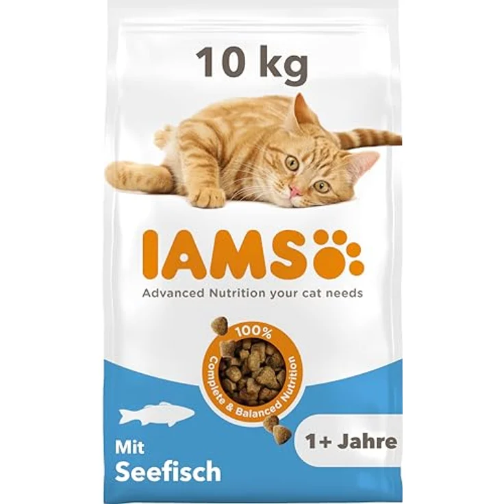 Iams Sparpaket 2 x Großgebinde - Trockenfutter für ausgewachsene Katzen mit Seefisch, 2 x 10 kg – Bild 1