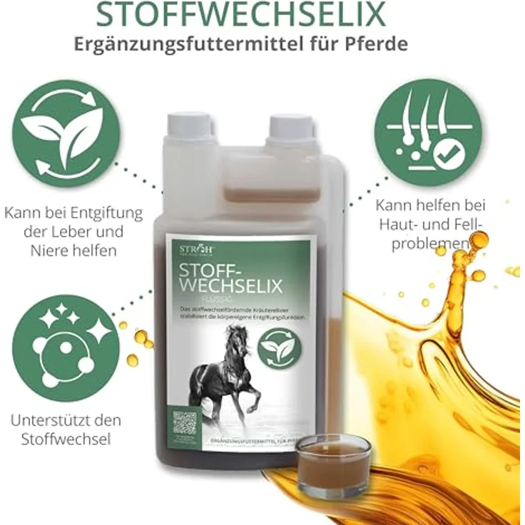 STRÖH STOFFWECHSELIX (1l), Stoffwechselsaft für Pferde mit Mariendistel & Artischocke, Leber- & Nierensaft, zuckerfrei, Detox Kur für Pferde – Bild 2