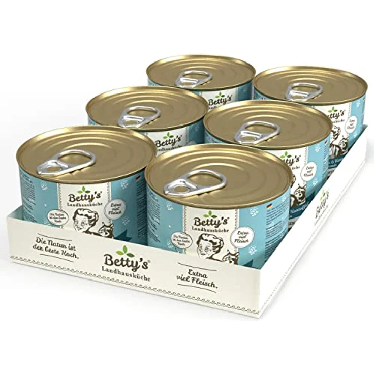 Boswelia Betty's Landhausküche Nassfutter für Katzen, getreidefrei, Känguru mit Kartoffeln und Geflügel, 6 x 200 g, 65% Fleischanteil, schonend gegart, für alle Rassen geeignet – Bild 1