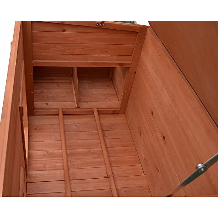 Mucola Hühnerstall 179x75x80 cm, Holz Natur – wetterfestes Hühnerhaus mit 2 Eiablagen, Legenest und Reinigungsschublade für 6-8 Hühner – Bild 4