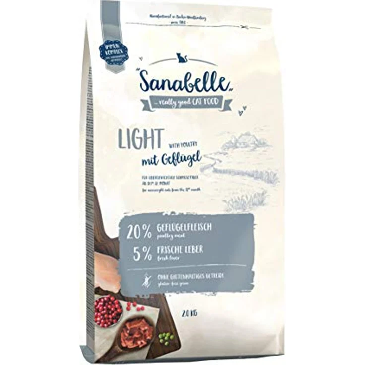 Sanabelle Light, Katzentrockenfutter für übergewichtige Katzen, energiereduziert mit hohem Ballaststoffgehalt, 4 x 2 kg – Bild 1