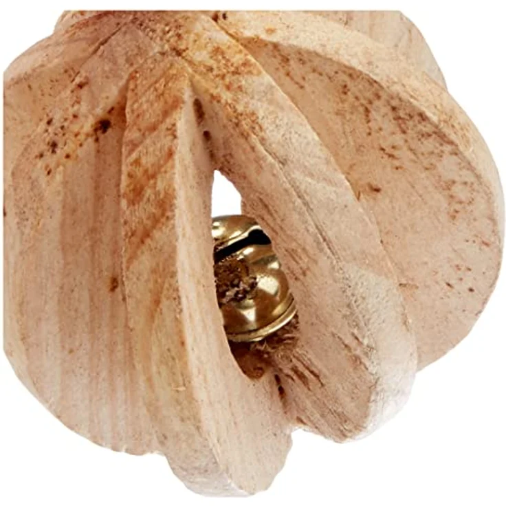 Trixie 6187 Lamellenholzball mit Glocke, ø 6 cm, 100 % natürliche Materialien für Kaninchen und Meerschweinchen – Bild 4