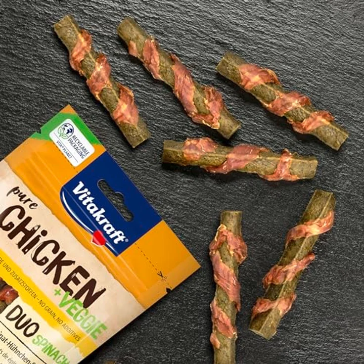 Vitakraft Chicken Veggie Spinatstick mit Hühnchen, 100% Fleisch, ohne Zusatzstoffe, 80g – Bild 2