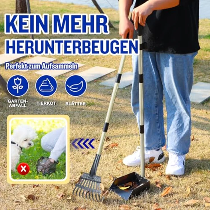 Snagle Paw Hundekotsammler, Abnehmbares 2 Stück Edelstahl Hundekotschaufel Set mit Verstellbarem 97 cm Griff und Antihaftbeschichtung für Große und Mittlere Hunde – Bild 2