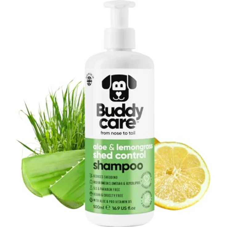 Buddycare Fellpflege-Shampoo, Shampoo zur Kontrolle des Haarausfalls bei Hunden, mit Aloe Vera und Pro-Vitamin B5, 500ml – Bild 1