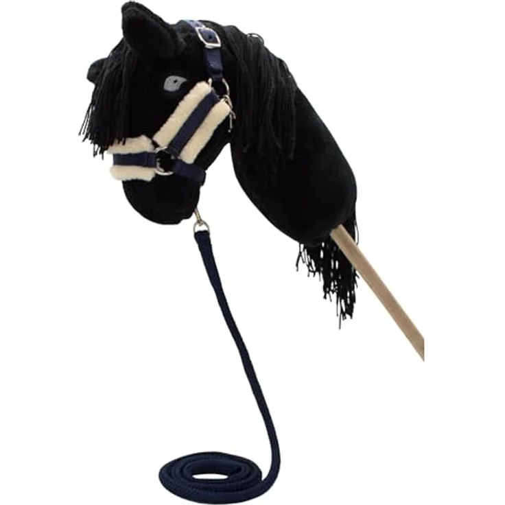 PFIFF 103129 Hobby Horse Halfter-Set „Little Lou“, Größenverstellbares Halfter mit Flauschiger Fellunterlage und Führstrick, Blau – Bild 5
